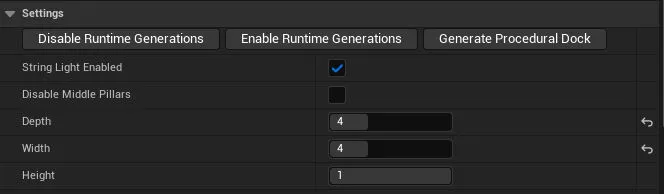 PROCEDURAL DOCK GENERATION SETTINGS